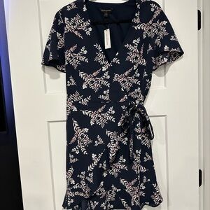 Banana Republic Dark Blue Dress with Floral Accents